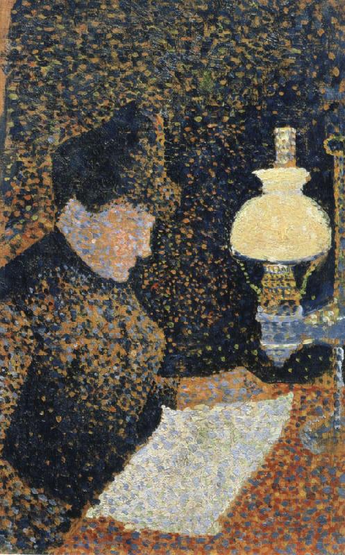 Paul Signac woman reading Norge oil painting art